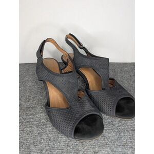 Clarks Artisan Women's Shoes Black Strappy Slingback Mesh 3" Heels Size 8 M